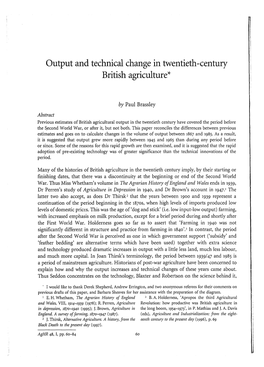 Output and Technical Change in Twentieth-Century British Agriculture*