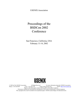 Proceedings of the Bsdcon 2002 Conference