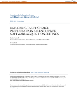 Exploring Tariff-Choice Preferences in B2b Enterprise Software Acquisition