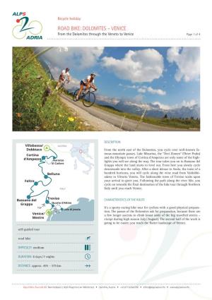 ROAD BIKE: DOLOMITES – VENICE from the Dolomites Through the Veneto to Venice Page 1 of 4
