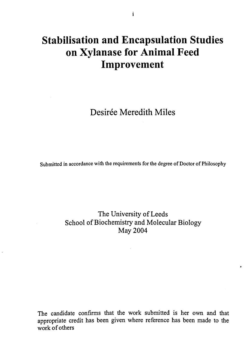 Stabilisation and Encapsulation Studies on Xylanase for Animal Feed Improvement