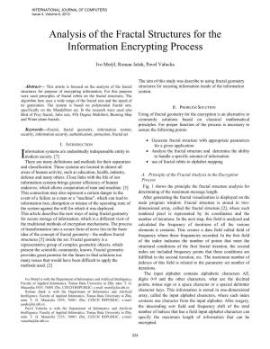 Analysis of the Fractal Structures for the Information Encrypting Process