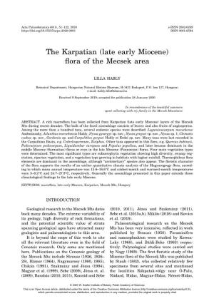 The Karpatian (Late Early Miocene) Flora of the Mecsek Area