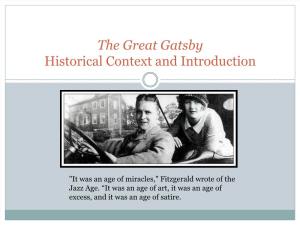 The Great Gatsby Historical Context and Introduction