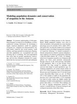 Modeling Population Dynamics and Conservation of Arapaima in the Amazon