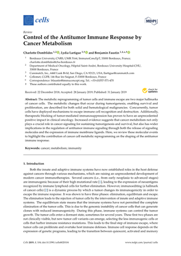 Control of the Antitumor Immune Response by Cancer Metabolism