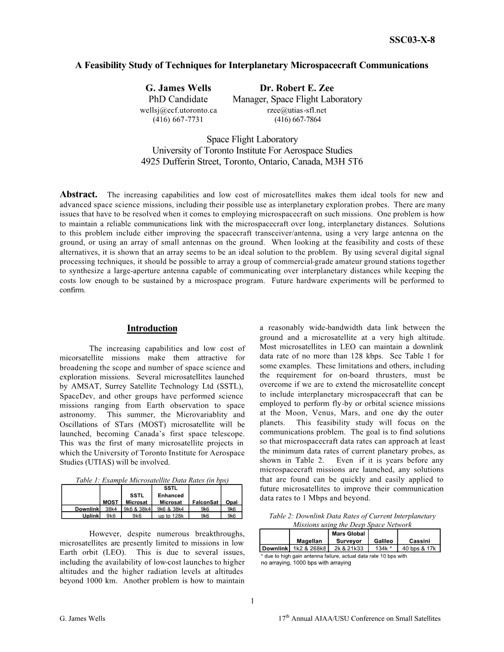 A Feasibility Study of Techniques for Interplanetary Microspacecraft Communications