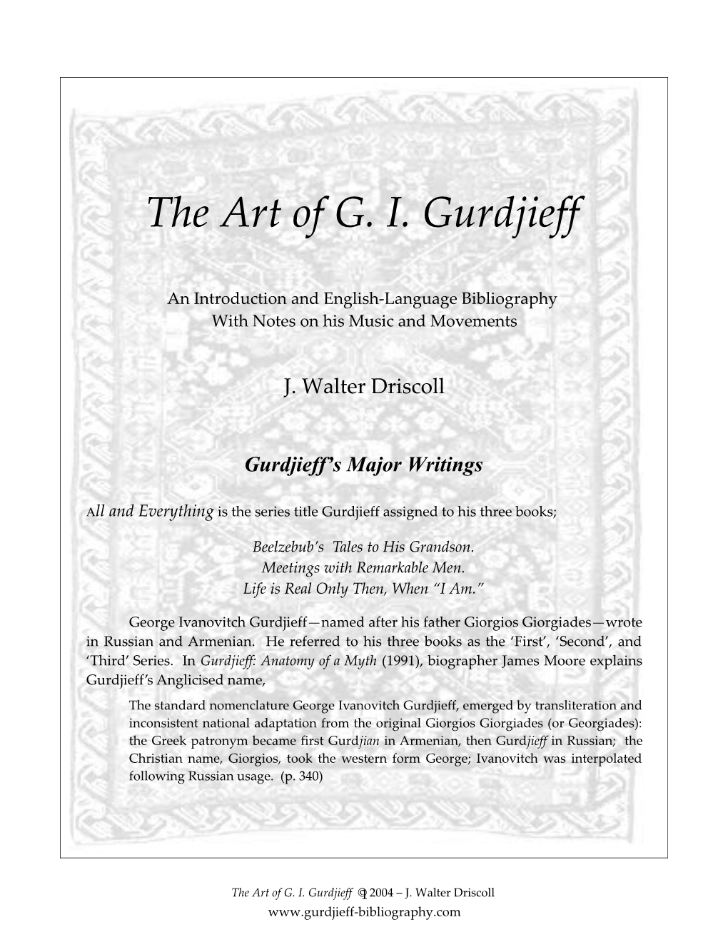 Gurdjieff S English Language Writings