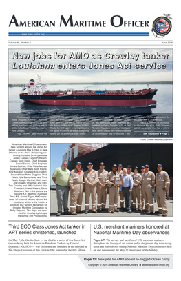 New Jobs for AMO As Crowley Tanker Louisiana Enters Jones Act Service