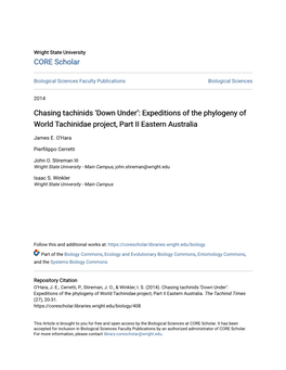 Expeditions of the Phylogeny of World Tachinidae Project, Part II Eastern Australia