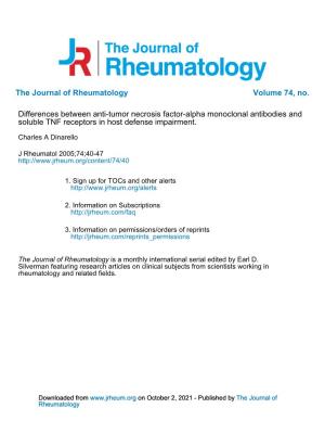The Journal of Rheumatology Volume 74, No. Soluble TNF Receptors In