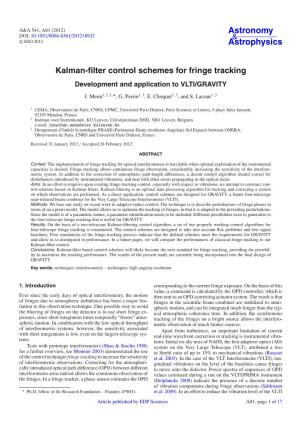 Kalman-Filter Control Schemes for Fringe Tracking