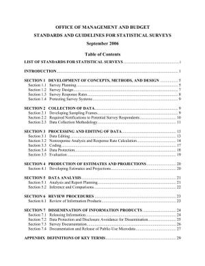 STANDARDS and GUIDELINES for STATISTICAL SURVEYS September 2006