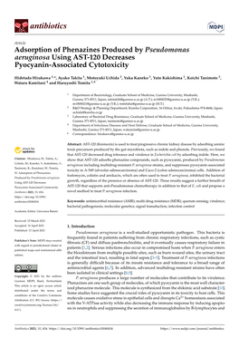 Adsorption of Phenazines Produced by Pseudomonas Aeruginosa Using AST-120 Decreases Pyocyanin-Associated Cytotoxicity