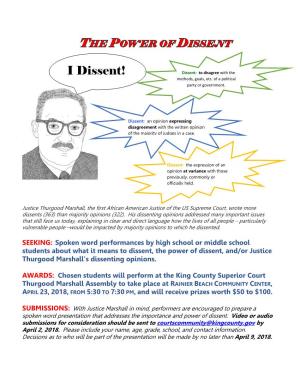 I Dissent! Dissent: to Disagree with the Methods, Goals, Etc