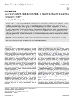 Vascular Endothelial Dysfunction, a Major Mediator in Diabetic Cardiomyopathy