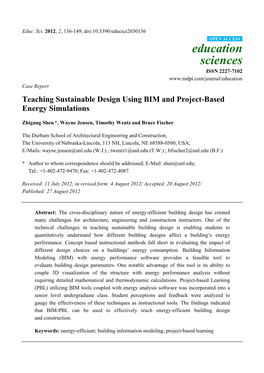 Teaching Sustainable Design Using BIM and Project-Based Energy Simulations