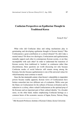 Confucian Perspectives on Egalitarian Thought in Traditional Korea