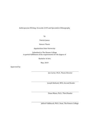 Anthropocene Writing: Ocracoke 2159 and Speculative Ethnography