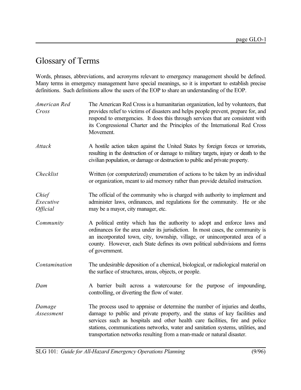 Glossary of Terms