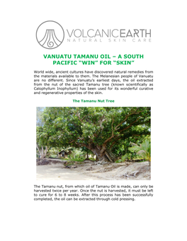 Vanuatu Tamanu Oil – a South Pacific “Win” for “Skin”