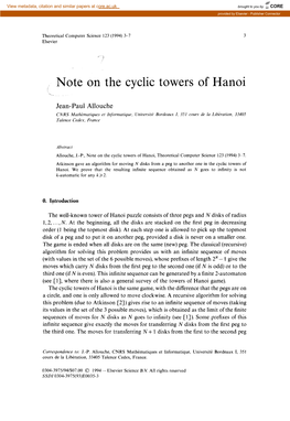 I Note on the Cyclic Towers of Hanoi