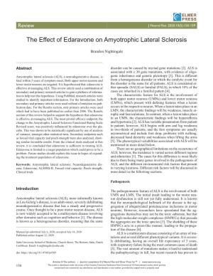 The Effect of Edaravone on Amyotrophic Lateral Sclerosis