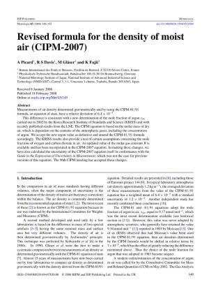 Revised Formula for the Density of Moist Air (CIPM-2007)