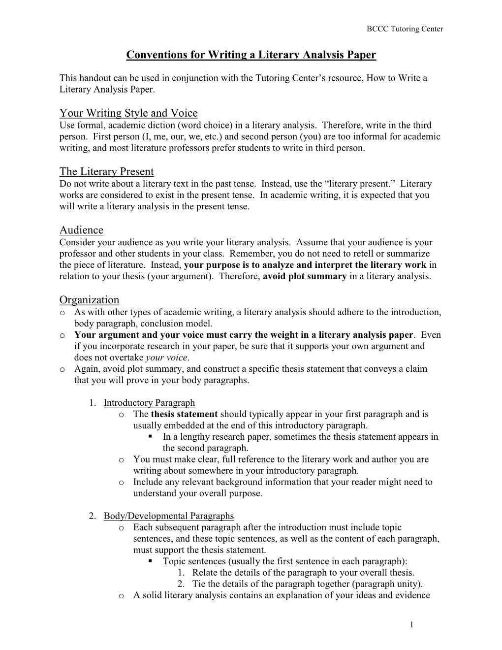 Conventions for Writing a Literary Analysis Essay