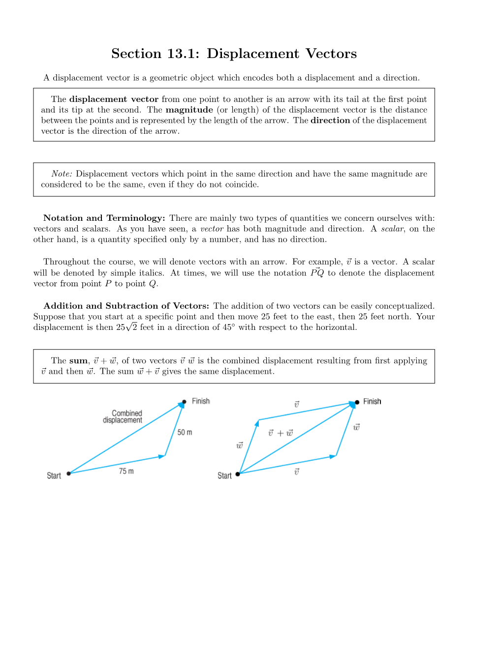 Section 13.1: Displacement Vectors