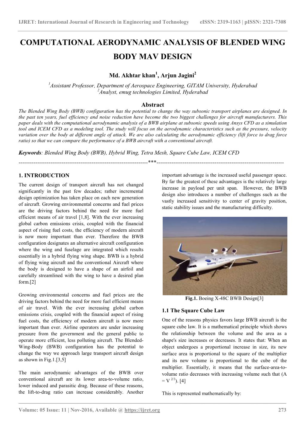 Computational Aerodynamic Analysis Of Blended Wing Body Mav Design ...