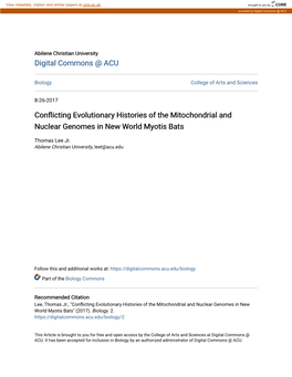 Conflicting Evolutionary Histories of the Mitochondrial and Nuclear