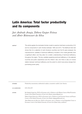 Latin America: Total Factor Productivity and Its Components