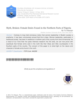 Female Emirs Found in the Northern Parts of Nigeria