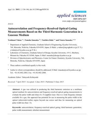 Autocorrelation and Frequency-Resolved Optical Gating Measurements Based on the Third Harmonic Generation in a Gaseous Medium