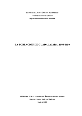 La Población De Guadalajara, 1500-1650