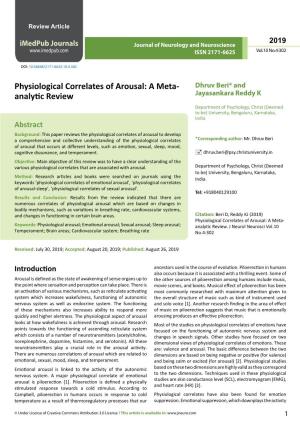 Physiological Correlates of Arousal