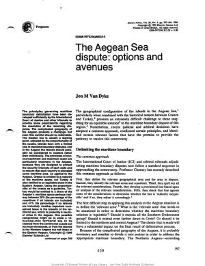 The Aegean Sea Dispute: Options and Avenues