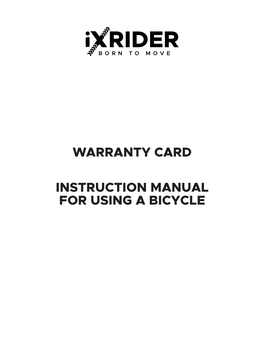 Warranty Card Instruction Manual for Using a Bicycle