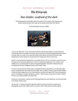 Nan Goldin: Unafraid of the Dark