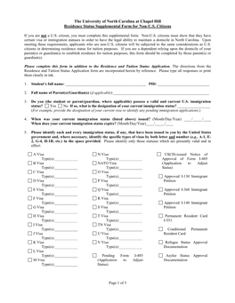 Revised Residence Form -- Non-US Citizens
