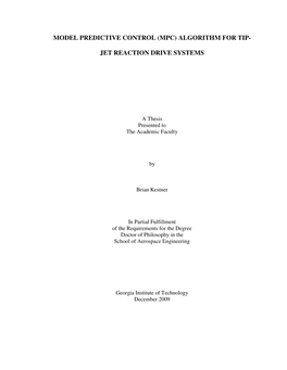 Model Predictive Control (Mpc) Algorithm for Tip- Jet Reaction Drive