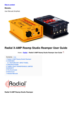 Radial X-AMP Reamp Studio Reamper User Guide