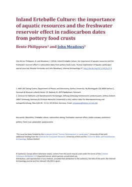 Inland Ertebølle Culture: the Importance of Aquatic Resources and the Freshwater Reservoir Effect in Radiocarbon Dates From