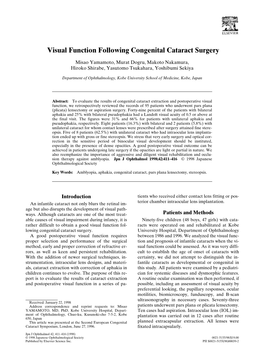 Visual Function Following Congenital Cataract Surgery