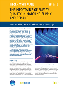 The Importance of Energy Quality in Matching Supply and Demand