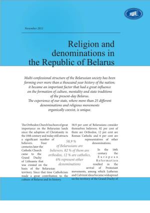 Religion and Denominations in the Republic of Belarus