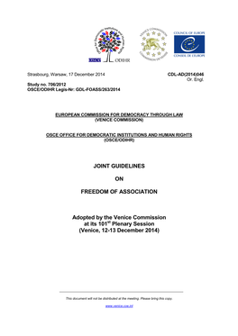 Joint Guidelines on Freedom of Association