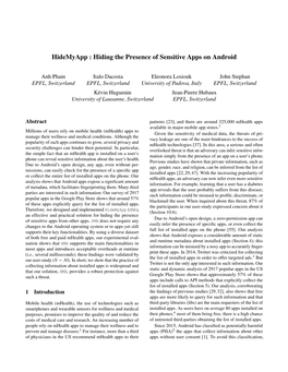 Hidemyapp : Hiding the Presence of Sensitive Apps on Android