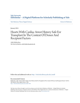 Hearts with Cardiac Arrest History Safe for Transplant in the Context Of